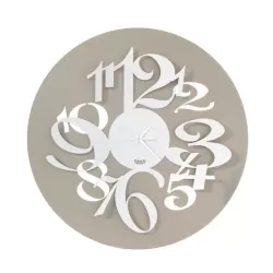 Orologio Focus con numeri grandi effetto tridimensionale, Sabbia e Bianco - Arti e Mestieri