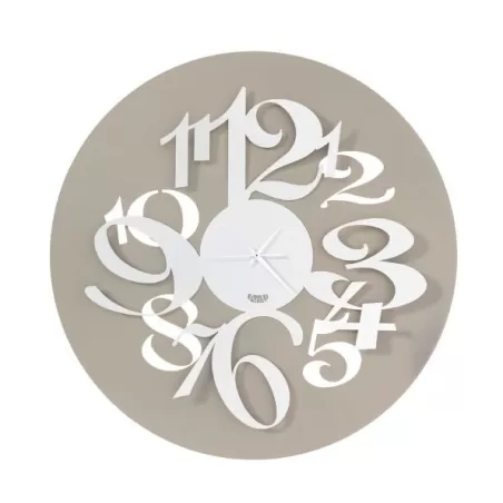 Orologio Focus con numeri grandi effetto tridimensionale, Sabbia e Bianco - Arti e Mestieri