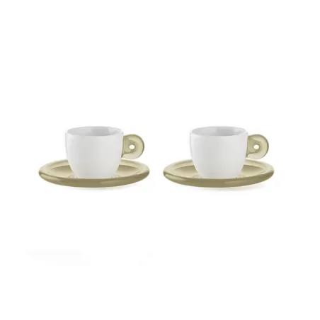 Set 2 tazzine caffe con piatto 'gocce' sabbia - Guzzini