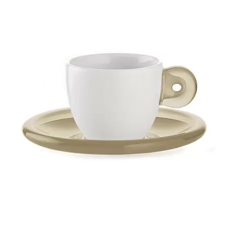 Set 6 tazzine caffe' c/piattino 'gocce' sabbia - Guzzini