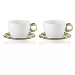 Set 2 tazze colazione c/piattino 'gocce' sabbia - Guzzini