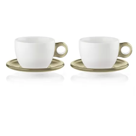 Set 2 tazze colazione c/piattino 'gocce' sabbia - Guzzini