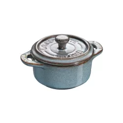 Mini cocotte in ceramica turchese anticato Cm. 10 - Staub