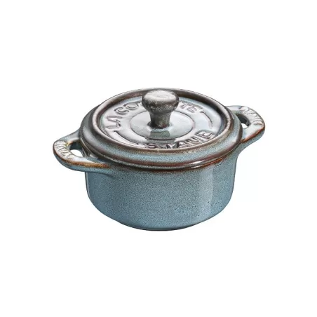 Mini cocotte in ceramica turchese anticato Cm. 10 - Staub