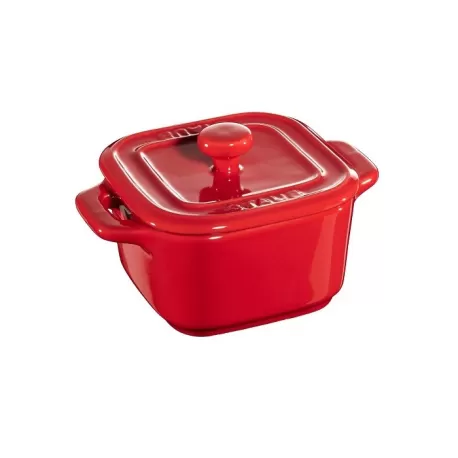 Mini cocotte quadra in ceramica rosso ciliegia set 2 pezzi - Staub