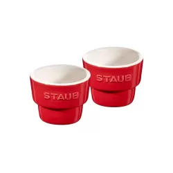 Portauova in ceramica rosso ciliegia set 2 pezzi - Staub