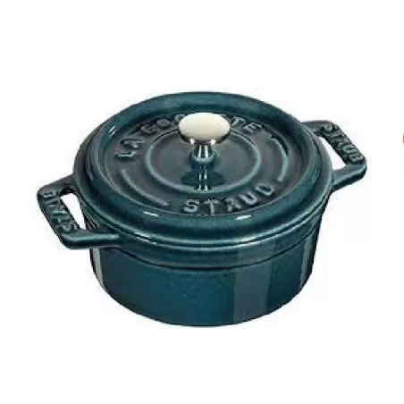 Mini cocotte in ghisa tonda blu la mer Cm. 10 - Staub