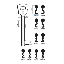Chiave per porte tagliafuoco Nemef - 1NFHL - Silca