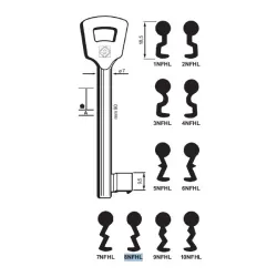 Chiave per porte tagliafuoco, Nemef - 8NFHL - Silca