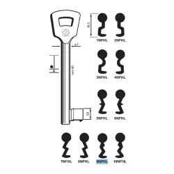 Chiave per porte tagliafuoco, Nemef - 9NFHL - Silca