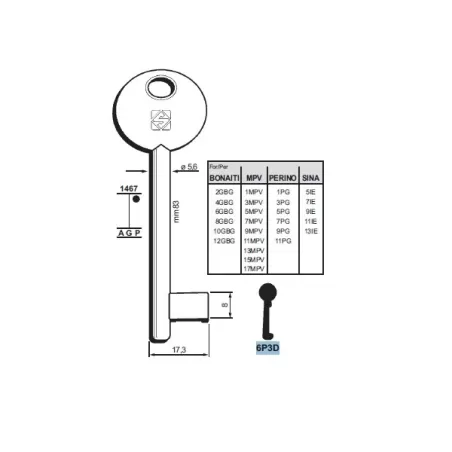 Chiave Passepartout , Patent - 6P3D - Silca