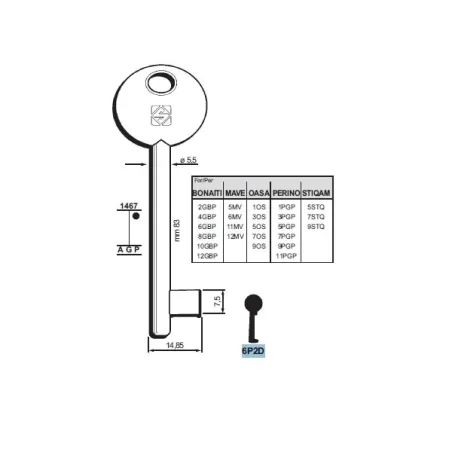 Chiave Passepartout , Patent - 6P2D - Silca