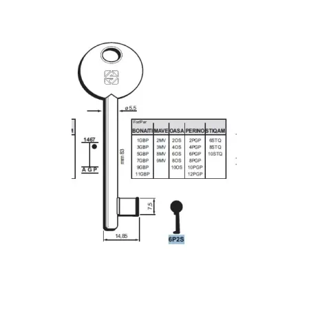 Chiave Passepartout , Patent - 6P2S - Silca