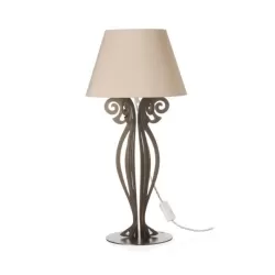 Lampada Circeo Bassa, Bronzo - Paralume, Sabbia - Arti e Mestieri