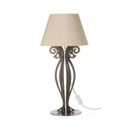 Lampada Circeo Bassa, Bronzo - Paralume, Sabbia - Arti e Mestieri