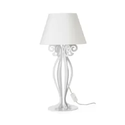 Lampada Circeo Bassa, Bianco Marmo - Paralume, Avorio - Arti e Mestieri