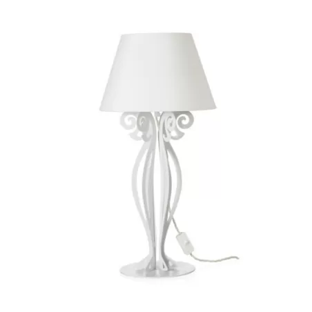 Lampada Circeo Bassa, Bianco Marmo - Paralume, Avorio - Arti e Mestieri