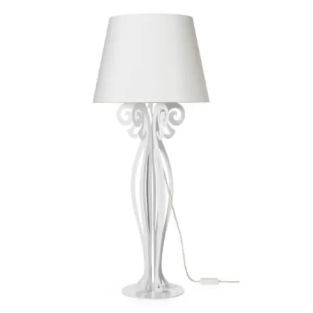 Lampada Circeo Alta, Bianco Marmo - Paralume Avorio - Arti e Mestieri