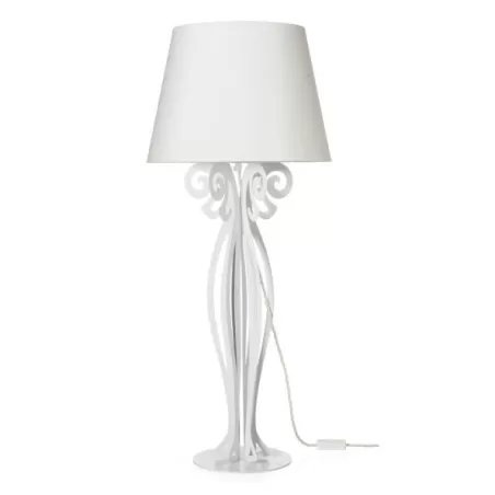 Lampada Circeo Alta, Bianco Marmo - Paralume Avorio - Arti e Mestieri