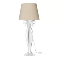 Lampada Circeo Alta, Bianco Marmo - Paralume Sabbia - Arti e Mestieri