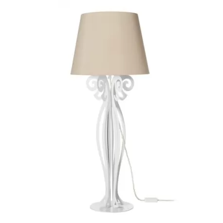 Lampada Circeo Alta, Bianco Marmo - Paralume Sabbia - Arti e Mestieri