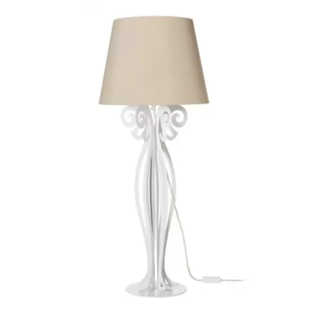 Lampada Circeo Alta, Bianco Marmo - Paralume Sabbia - Arti e Mestieri