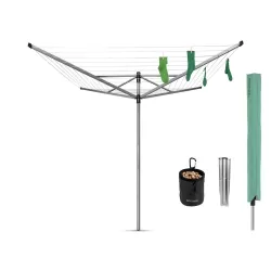 Lift-O-Matic 50 metri - include picchetto zincato, mollette, portamollette, custodia, Leaf Green - Brabantia