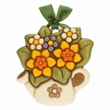 Formella grande annafiatoio e fiori - Thun