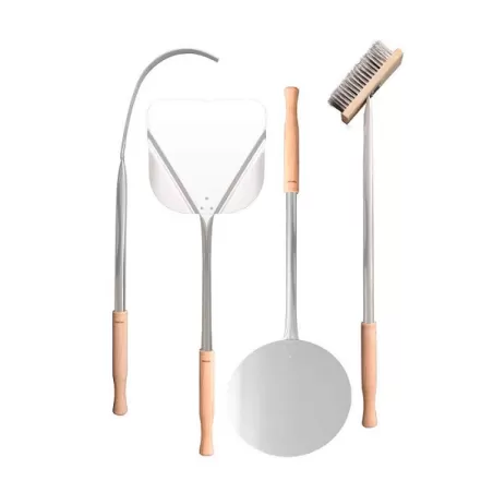 Set per forno pizza (Pala rotonda, pala quadrata, spazzola, tagliapasta, tagliapizza)