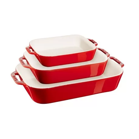 Set di pirofile in ceramica rosso ciliegia set 3 pezzi - Staub