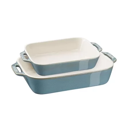 Set di pirofile in ceramica turchese anticato Pezzi 2 - Staub