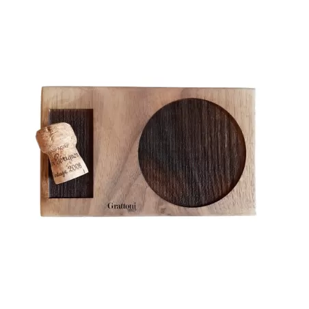 Poggia tappo e bottiglia in legno italiano e personalizzazione inclusa - Grattoni