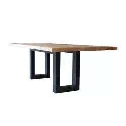 Tavolo in legno italiano a scelta e basi in ferro - Grattoni