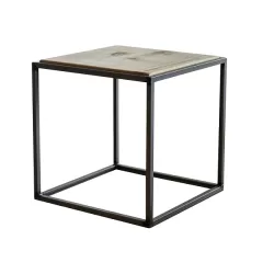 Line, tavolino da caffè in legno italiano e basamento in ferro - Grattoni