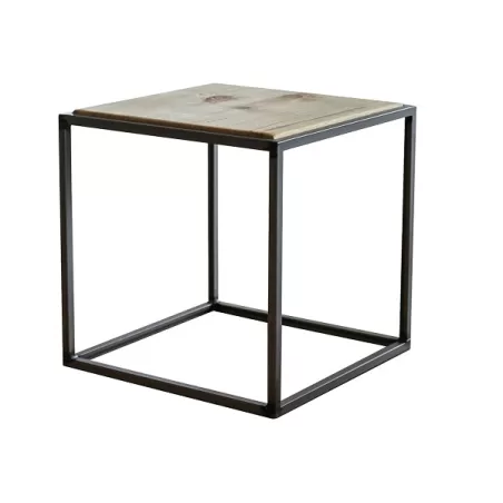 Line, tavolino da caffè in legno italiano e basamento in ferro - Grattoni