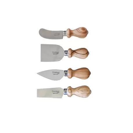 Set di coltelli da formaggio (4 pezzi) in legno italiano e acciaio - Grattoni