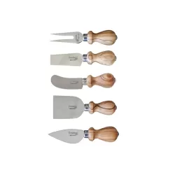 Set di coltelli da formaggio (5 pezzi) in legno italiano e acciaio - Grattoni