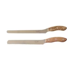 Set di coltelli da pane e prosciutto (2 pezzi) in legno italiano e acciaio - Grattoni