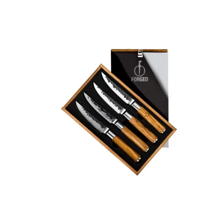 Set 4 Coltello bistecca forgiato, Oliva - Forged