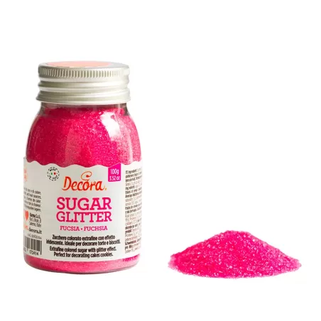 Cf 100 g zucchero glitter fucsia - Decora