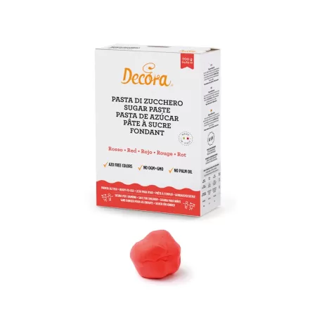 Pasta di zucchero rossa 700 g - Decora