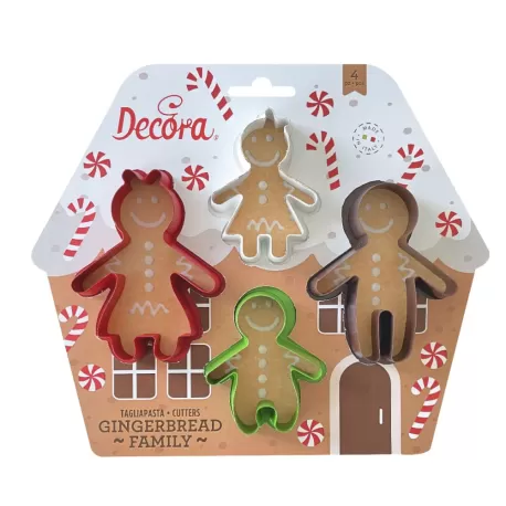 Set 4 pz tagliapasta gingerbread family - Decora