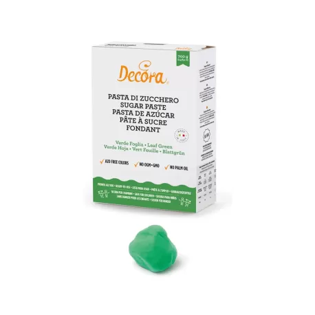 Pasta di zucchero verde foglia 700 g - Decora