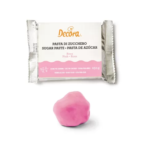 Pasta di zucchero rosa 250 g - Decora