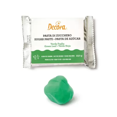 Pasta di zucchero verde foglia 250 g - Decora