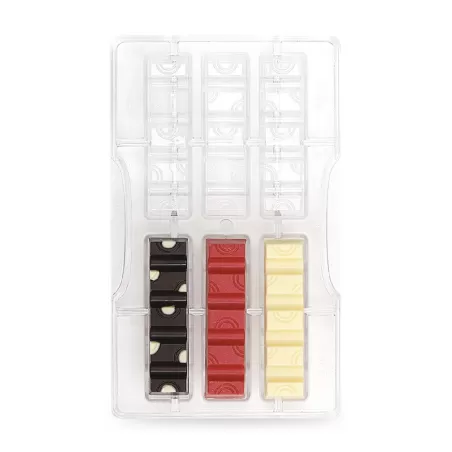 Stampo cioccolato barretta circle 6 cav 83x21x12hmm 200x120x22hm - Decora