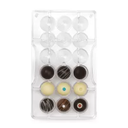 Stampo cioccolato mezza sfera con foro 18 cavità Ø 25x12,5 hmm 200x120 - Decora
