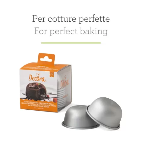 Cf 10 stampi mezza sfera in alluminio anodizzato Ø 7xh 3,5 cm - Decora