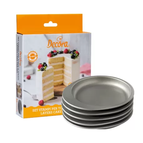 Set 5 stampi tondi Ø 15x3,5 h cm per torte a strati - Decora