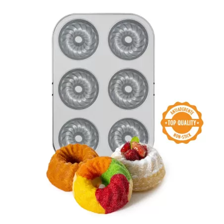 Stampo 6 kugelhopf Ø 7,5 cm antiaderente - Decora